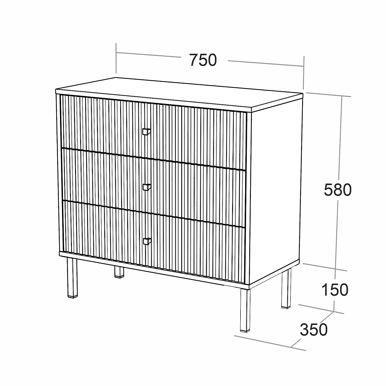 Комод Репит Квадро 3 ящ 750